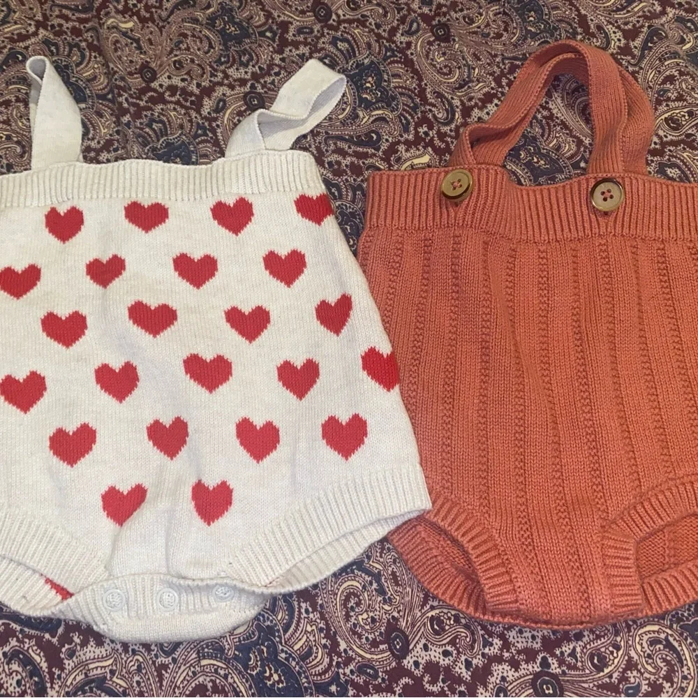 Cat & Jack Red Heart and Orange Knit Diaper Covers